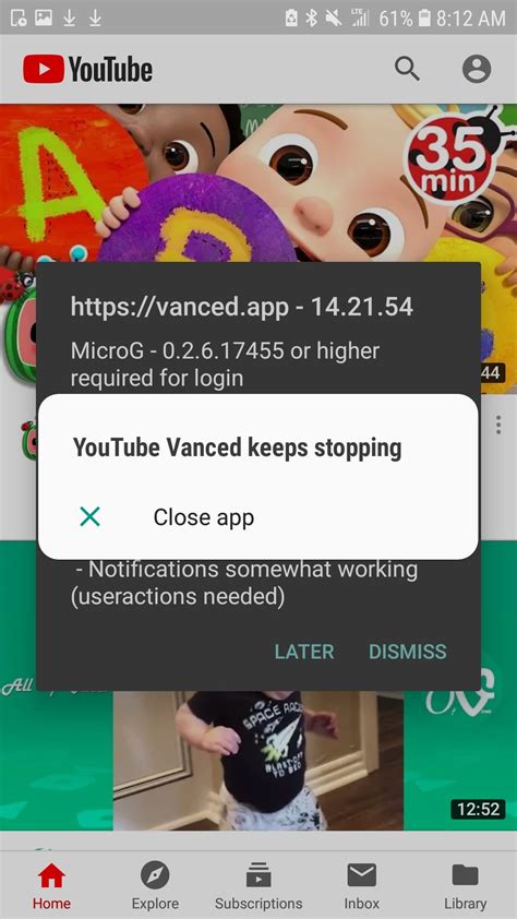 youtube vanced opens   error    force closes original youtube app disabled