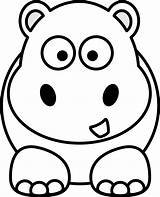 Hippo Clipart Coloring Animal Pages Cute sketch template