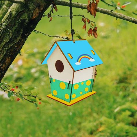 diy bird house kit crafts  kids colorful build  paint birdhouse
