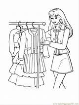 Coloring Pages Fashion Shopping Barbie Clothes Ken Doll Dressed Choose Dress Girl Outfit Getting Mall Store Kids Printable Print Colouring sketch template