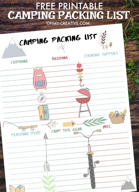 camping packing checklist rv camper list printable
