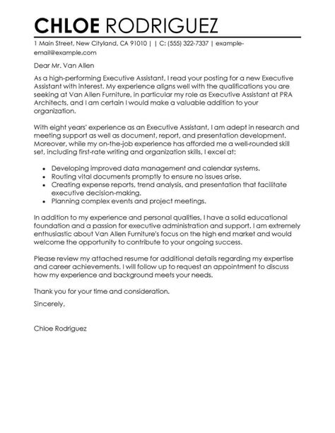 executive assistant cover letter examples livecareer