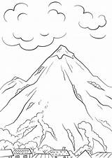 Mountain Scene Coloring Pages Color sketch template