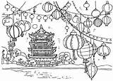 Coloring Chinese Colouring Pages Year China Kids Sheets Pagoda Snake Chine Festival Lanterns Printable Sheet Crafts Japanese Temple Chinois Preschool sketch template