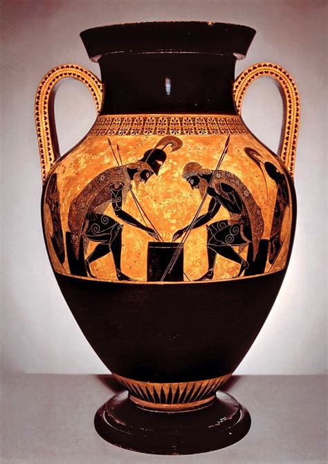 exekiasachilles  ajax playing  dice game detail   athenian black figure amphora ca