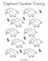Elephant Number Tracing Coloring Sheet Book Preschool Animal Print Twistynoodle Noodle Kids Math Twisty Built California Usa Cursive Choose Board sketch template