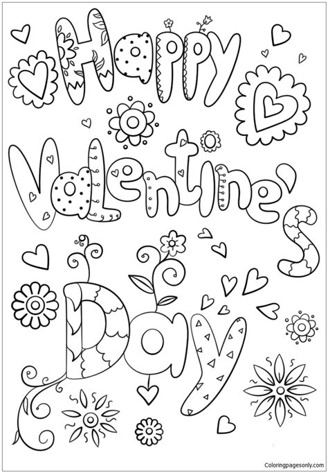 happy valentine  day coloring page  printable coloring pages