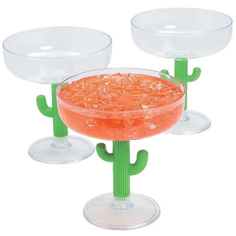 Plastic Margarita Glass Cactus Stem From American