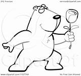 Presenting Groundhog Romantic Rose His Clipart Cartoon Thoman Cory Outlined Coloring Vector 2021 sketch template