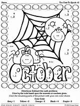 Halloween Math Color Coloring Worksheets Teacherspayteachers Code Cute Activities Kindergarten Number Printable Activity Fun sketch template