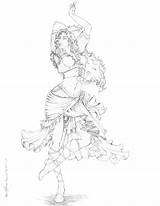 Gypsy Dancer Redux Lineart Deviantart Coloring Pages Sketch Template sketch template