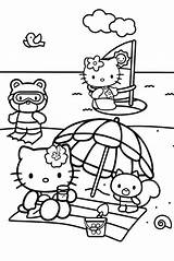 Beach Coloring Pages Kitty Hello sketch template