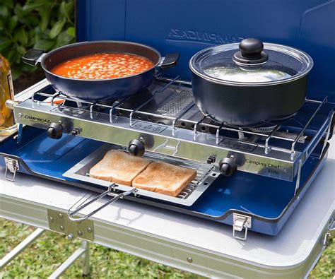 campingaz camping chef folding double burner stove cooker  grill garden  ebay