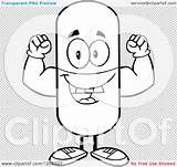 Mascot Flexing Pill sketch template
