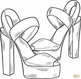 Coloring High Heel Pages Printable Shoes Supercoloring Categories sketch template