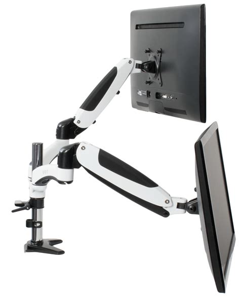 vivo white dual monitor counterbalance height adjustable arm desk mount
