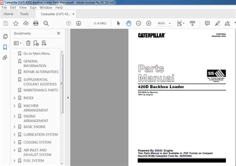 caterpillar cat  backhoe loader parts manual   heydownloads manual downloads