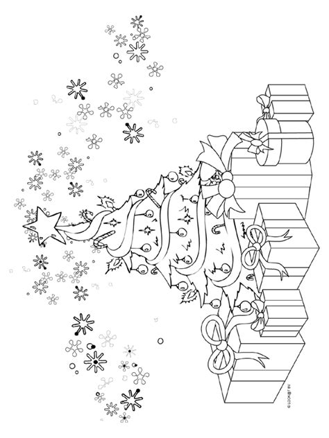 kleurplaat kerstboom met cadeautjes kleurplatennl