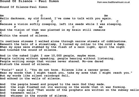 Sound Of Silence Chords Sound Of Silence Lyrics Guitar Chords For