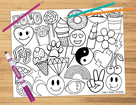 emoji coloring sheet coreypaigedesigns