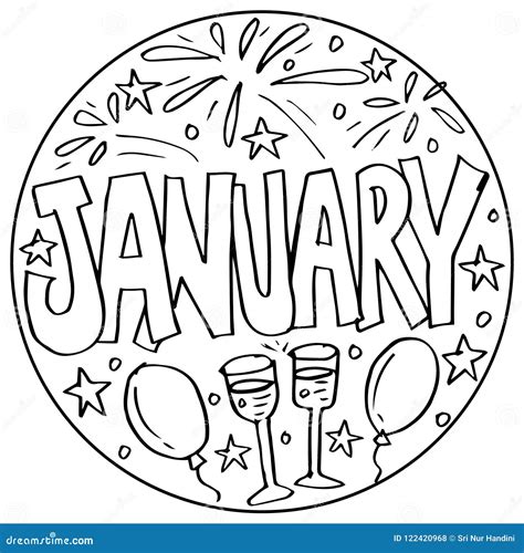 january coloring pages  kids stock illustration illustration