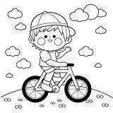 Bicicletta Fahrrad Schwarzweiss Ragazzo Jongen Kleurende Boekpagina Fiets Berijden Biking Fährt Junge Illustrationen sketch template