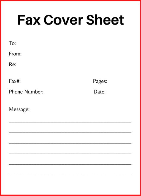 generic fax cover sheet letter template