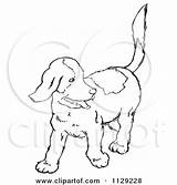 Outlined Clipart Coloring Vector Cartoon Puppy Looking Happy Back Picsburg Scottie Rug Dog sketch template