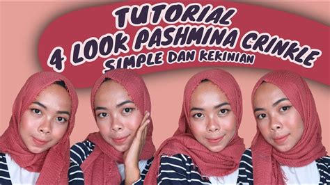 tutorial hijab pashmina crinkle  wajah bulat voal motif