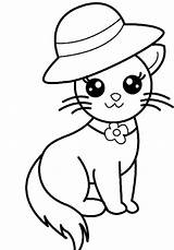 Kucing Mewarnai Kartun Hewan Lucu Tk Binatang Bertopi Digambar Mudah Paud Gatos Sketsa Imut Rumah Gato Menggambar Kunjungi Berlatih sketch template
