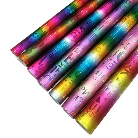 english letter embossed holographic metallic laser pu artificial leather fabric sheet  making