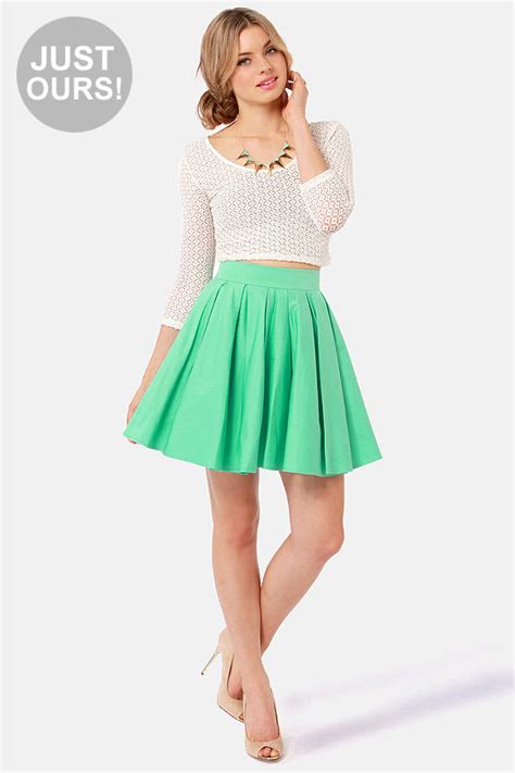 adorable mint green skirt mini skirt full skirt 45