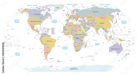 highly detailed political world map eps  vector stock vector adobe stock