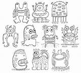 Monsters Monstre Malen Monstres Kleurplaten Maternelle Voorbeeldsjabloon sketch template