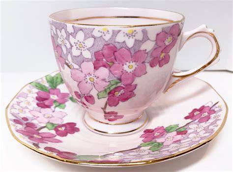 delightful pink tuscan teacup  saucer vintage teacups antique tea