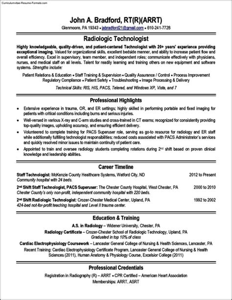 radiologic technologist resume templates  samples examples
