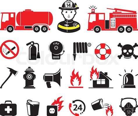 firefighter icons set stock vector colourbox