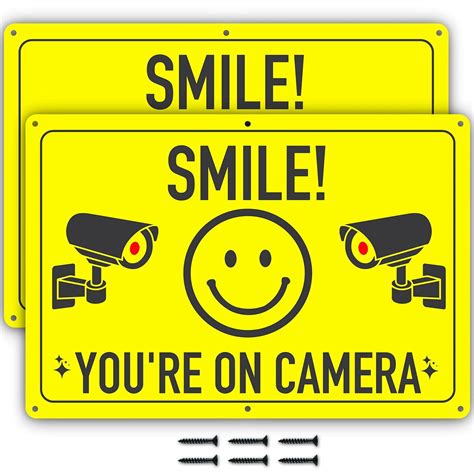 smile youre  camera sign metal video surveillance signs