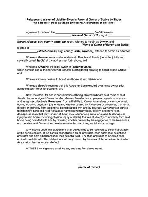 simple horse boarding agreement template form fill   sign