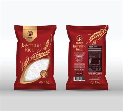 rice package mockup thailand food products vector illustration