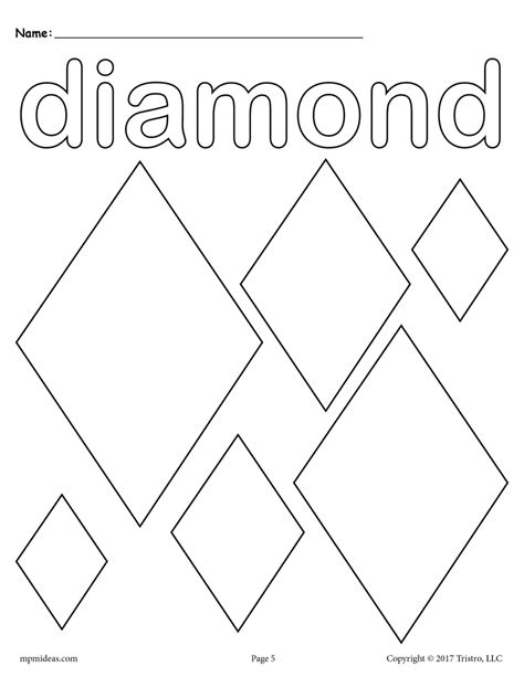 diamonds coloring page diamond shape worksheet supplyme