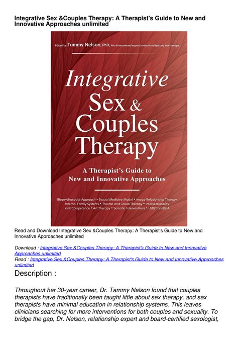 Read Pdf Integrative Sex Couples Therapy A Therapists Guide To New