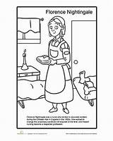 Florence Nightingale Coloring Kids History Pages Worksheet sketch template