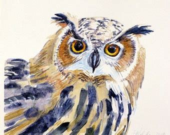 owl art print  painting cute bird colorful fun happy