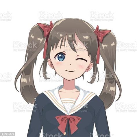 Anime Schoolgirl Cartoon Character In Japanese Classical Style Manga