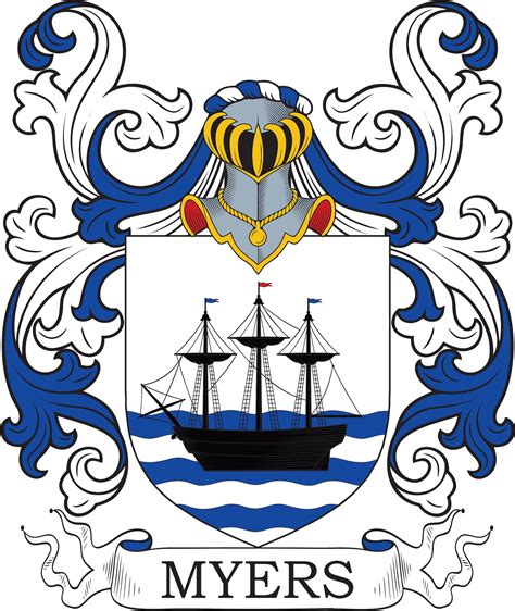 myers family crest digital  myers coat  arms jpg file heraldry genealogy ancestry