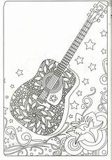 Coloring Pages Guitar Mandala Music Printable Adult Sheets Easy sketch template
