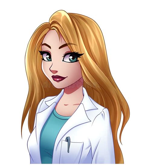 woman doctor with long blonde hair stock illustration illustration