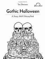 Coloring Gothic Halloween Adult Book Scary Teri Pages Sherman Books Amazon Star Blue Colouring Horror Sheets sketch template