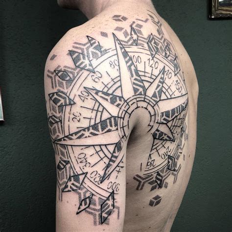 Nautical Compass Tattoo Elbow